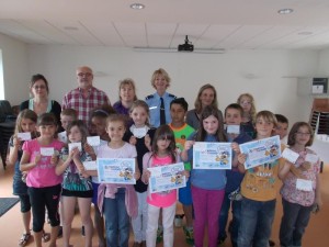 Lors de la remise du permis piéton au CE 2 de St-Gaultier.