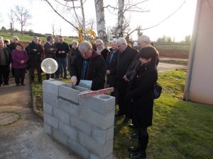 Lors de la pose de la 1re pierre de l'Ehpad à Chaillac.