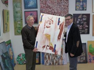 L’Artothèque désormais présidée par Alain Michel (à gauche) propose une location de tableaux aux entreprises pendant trois mois. (Photos NR).