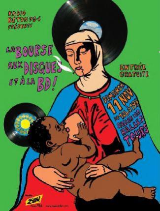 L'affiche de la 30e bourse aux disques de Radion Béton, dessinée par Daniel, du Fanzine Chéribibi.