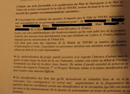 Conclusions du commissaire enquêteur sur l'enquête publique du haut de la rue Nationale