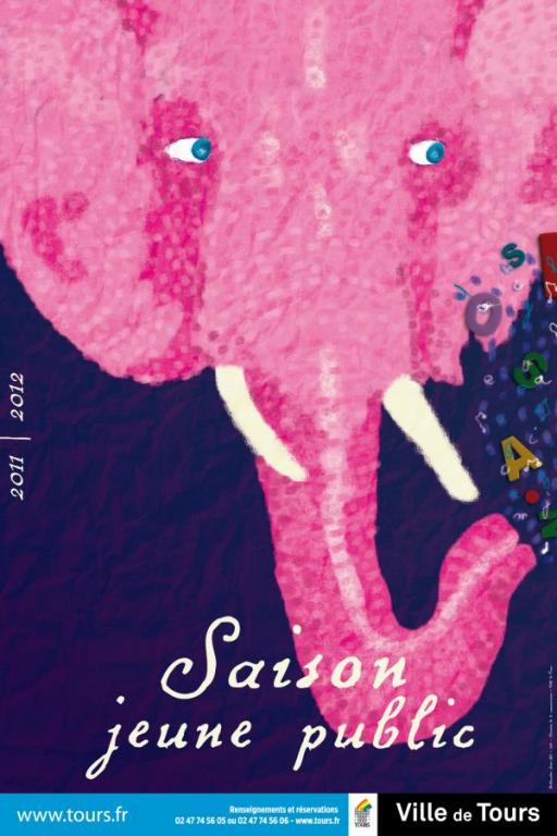 Image4 L'éléphant rose illustrant la programmation Jeune public de la Ville de Tours, en 2012.