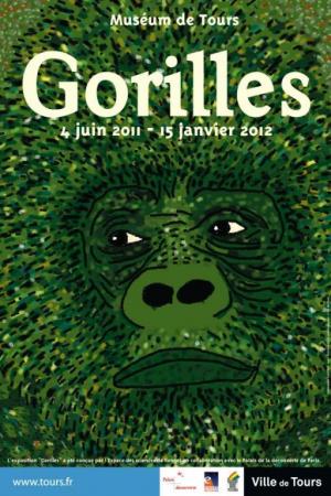 Le gorille Affiche d'Alexandre Saint-Pol illustrant l'expo du Muséeum d'histoire naturelle de Tours.