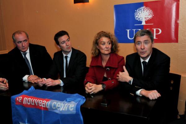 Maurice Leroy, Guillaume Peltier, Sophie Auconie et Philippe Briand, ce mercredi 3 avril à Tours.