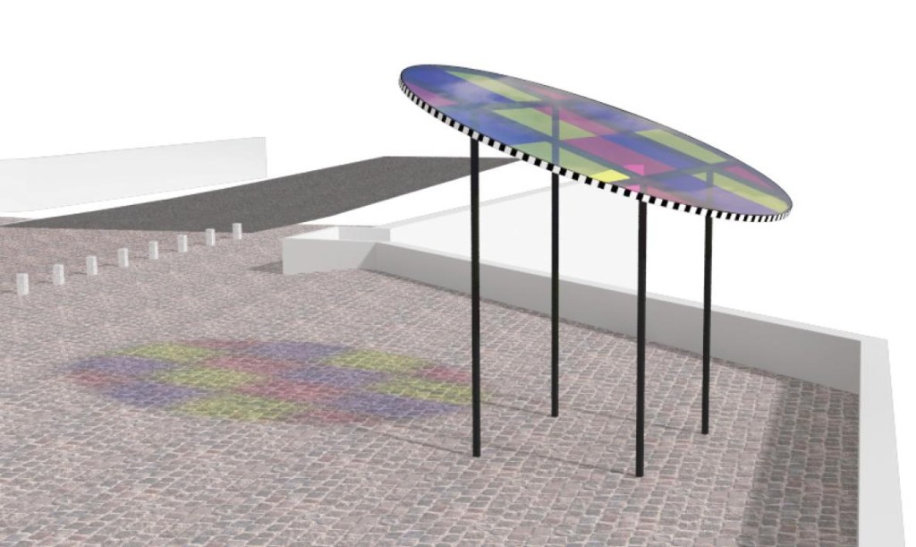 Les futurs kiosques de Buren sur la place Choiseuil.