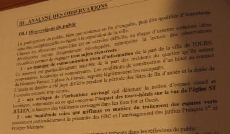 Observations du public durant l'enquête sur le haut de la rue Nationale