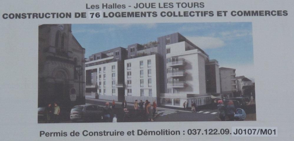 La présentation initiale de l'opération sur le panneau de chantier.