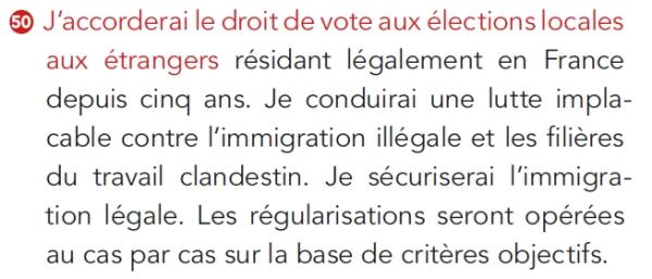 Engagement 50. "J'accorderai le droit de vote aux étrangers".